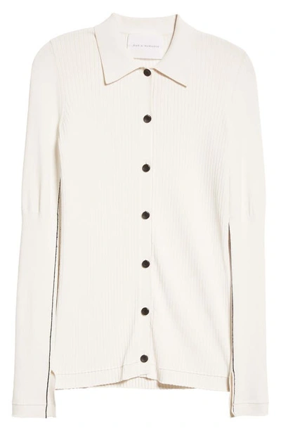 Maria Mcmanus Ribbed Collar Cardigan In Ivory