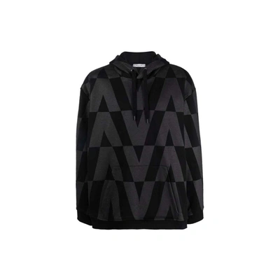 Shop Valentino Cotton Logo Sweatshirt In Black