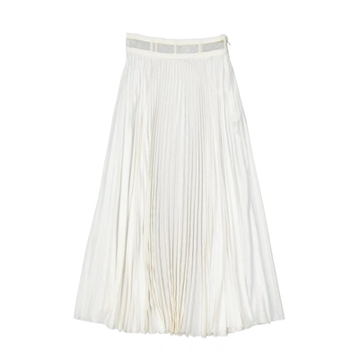 Shop Dior Pleated Midi Skirt In White