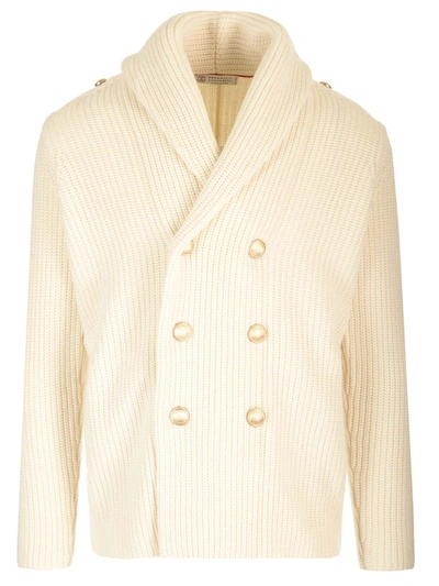 Shop Brunello Cucinelli Double-breasted Cardigan In White