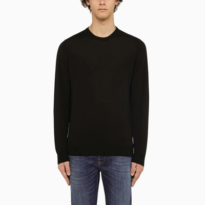 Shop Drumohr Black Wool Crewneck Sweater