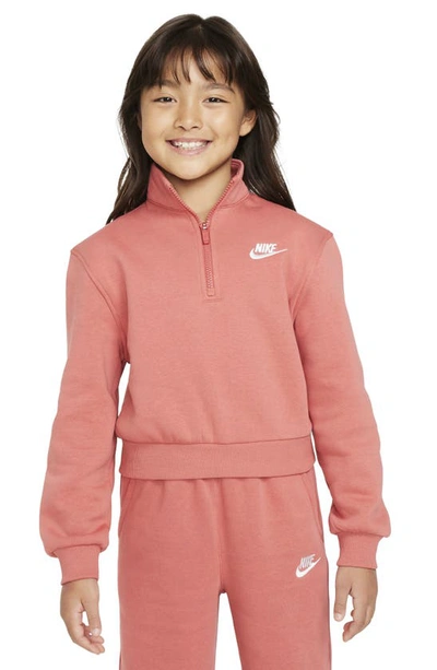 Shop Nike Kids' Sportswear Club Fleece Quarter Zip Pullover In Adobe/ White