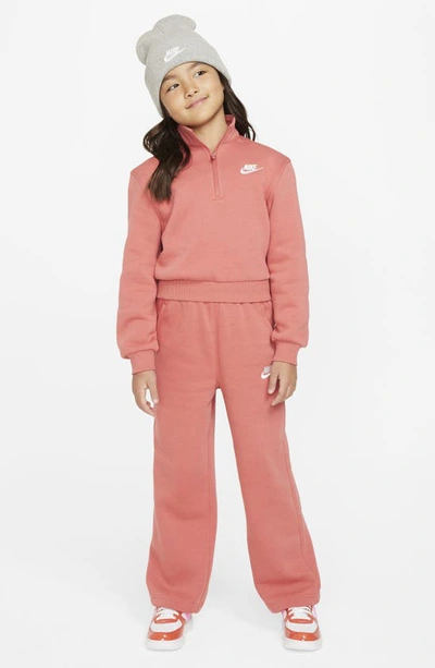 Shop Nike Kids' Sportswear Club Fleece Quarter Zip Pullover In Adobe/ White