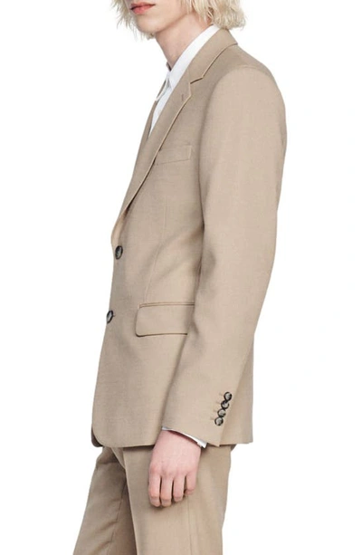 Shop Sandro Legacy Stretch Wool Blazer In Beige