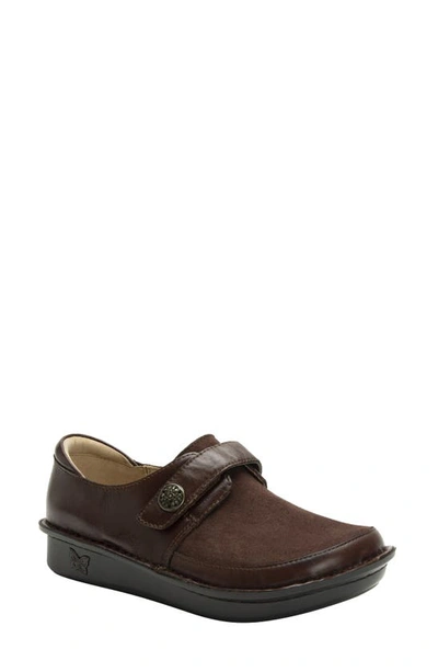 Shop Alegria By Pg Lite Single Strap Flat In Choco Luster