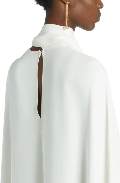 Shop Valentino Tie Neck Draped Silk Cape In Avorio
