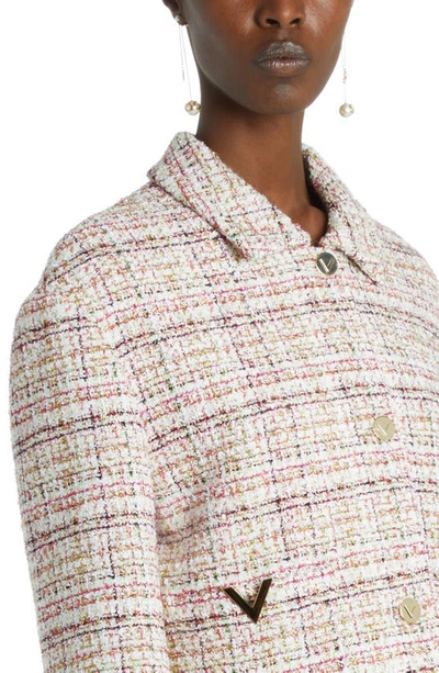 Shop Valentino Short Metallic Tweed Jacket In Multicolor Lurex