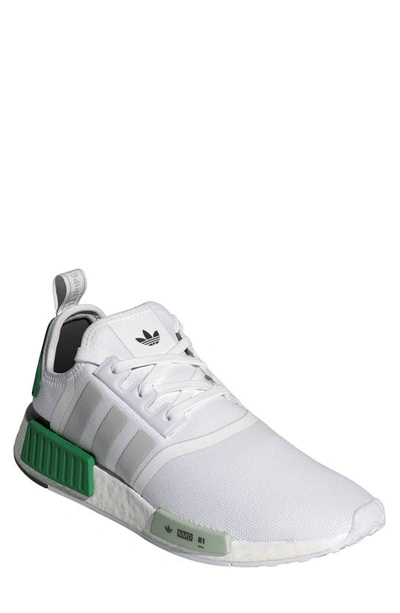 Shop Adidas Originals Nmd R1 Primeblue Sneaker In Ftwr White/ Grey One/ Green