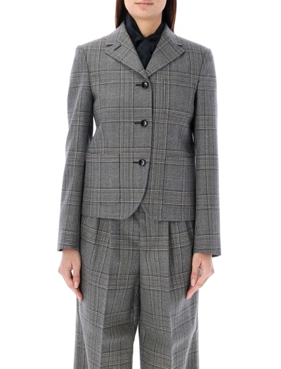 Shop Gucci Prince Of Wales Wool Jacket In Black Ivory