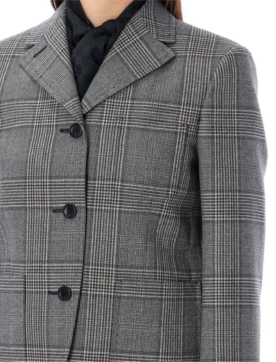 Shop Gucci Prince Of Wales Wool Jacket In Black Ivory