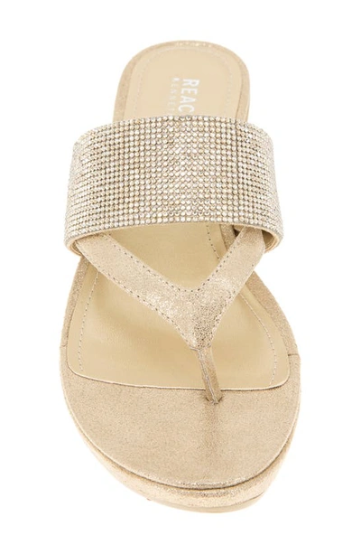 Reaction Kenneth Cole Pepea Crystal Platform Wedge Sandal In Gold Elastic