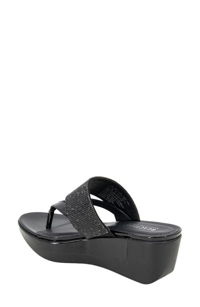 Reaction Kenneth Cole Pepea Crystal Platform Wedge Sandal In Black Elastic