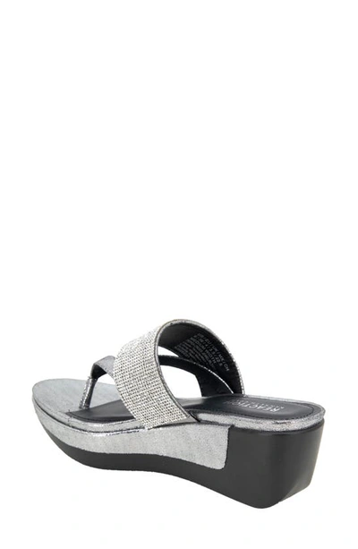 Reaction Kenneth Cole Pepea Crystal Platform Wedge Sandal In Pewter Elastic
