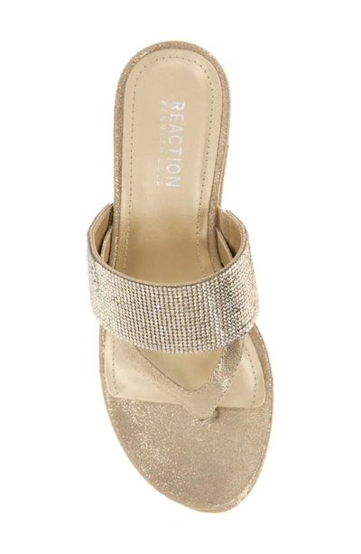 Reaction Kenneth Cole Pepea Crystal Platform Wedge Sandal In Gold Elastic
