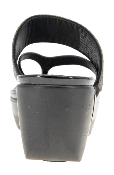 Reaction Kenneth Cole Pepea Crystal Platform Wedge Sandal In Black Elastic