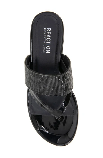 Reaction Kenneth Cole Pepea Crystal Platform Wedge Sandal In Black Elastic