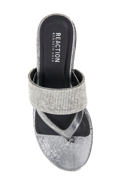 Shop Reaction Kenneth Cole Pepea Crystal Platform Wedge Sandal In Pewter Elastic