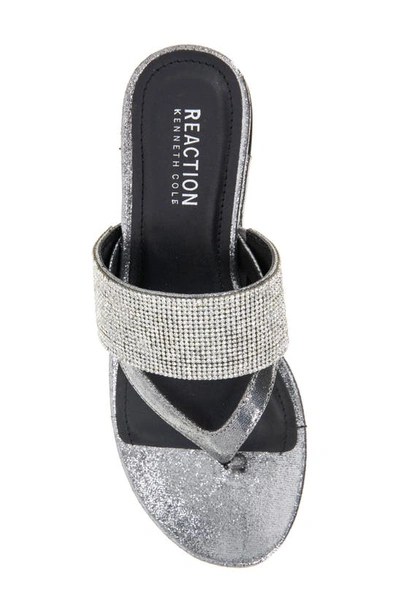 Reaction Kenneth Cole Pepea Crystal Platform Wedge Sandal In Pewter Elastic