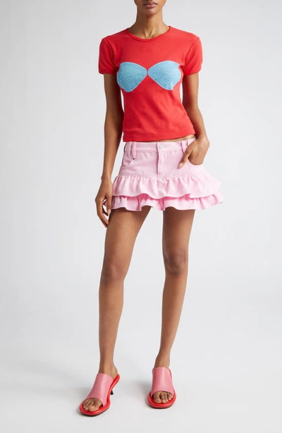 Marshall Columbia X Disney 'the Little Mermaid' Rhinestone Seashell Cotton Baby Tee In Red