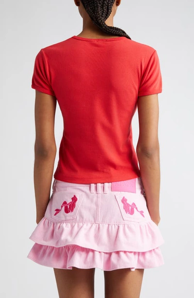 Marshall Columbia X Disney 'the Little Mermaid' Rhinestone Seashell Cotton Baby Tee In Red