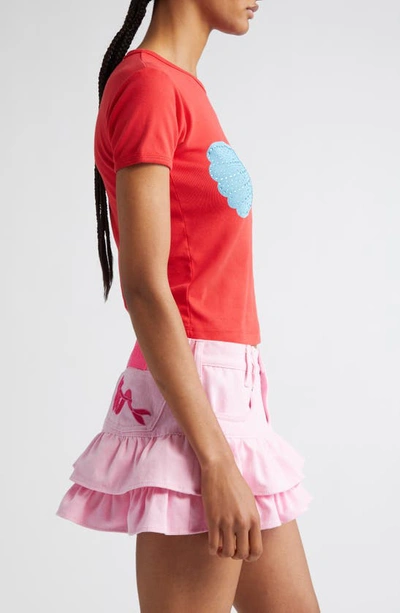 Marshall Columbia X Disney 'the Little Mermaid' Rhinestone Seashell Cotton Baby Tee In Red