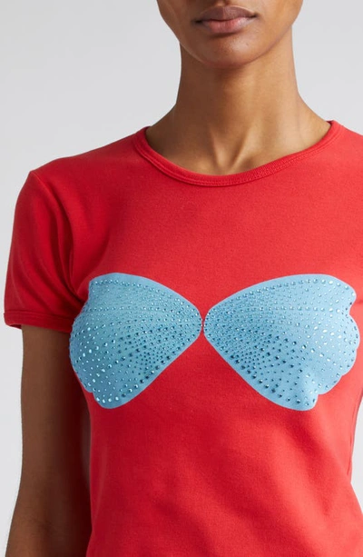 Marshall Columbia X Disney 'the Little Mermaid' Rhinestone Seashell Cotton Baby Tee In Red
