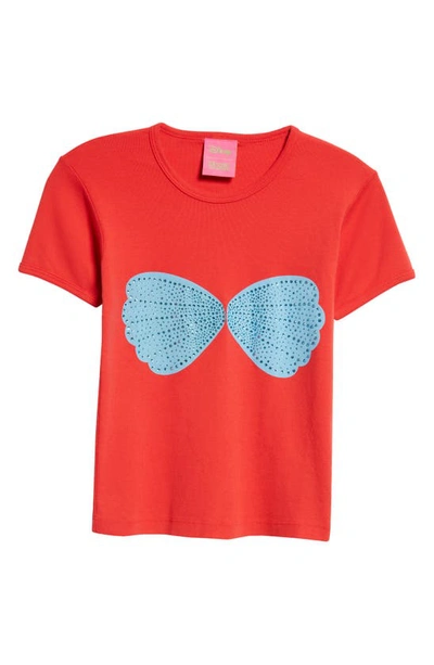 Marshall Columbia X Disney 'the Little Mermaid' Rhinestone Seashell Cotton Baby Tee In Red