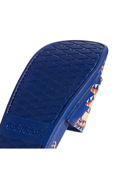 Shop Adidas Originals Adilette Comfort Slide Sandal In Blue/orange/blue