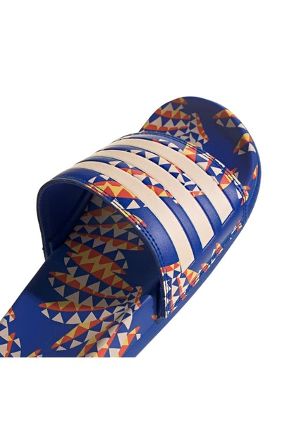 Shop Adidas Originals Adilette Comfort Slide Sandal In Blue/orange/blue
