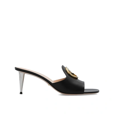 Shop Gucci Blondie Leather Mules In Black