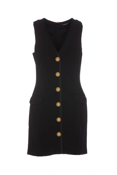 Shop Balmain Sleeveless Dress In Black