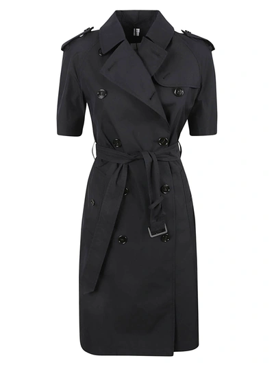Shop Burberry Tie-waist Double-breasted Trench In Black