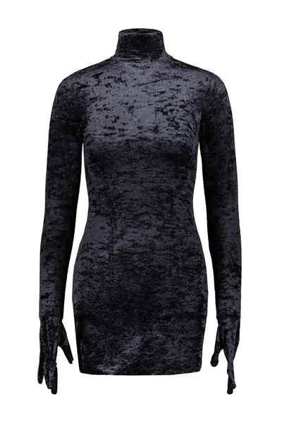 Shop Vetements Velvet Styling Dress With Gloves In Black