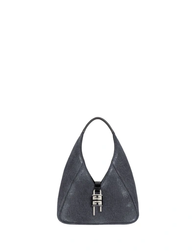 Shop Givenchy G-hobo Mini Bag In Black Washed Denim