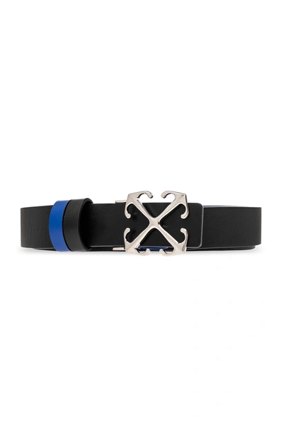 Shop Off-white Reversible Belt With Logo In Black Blue
