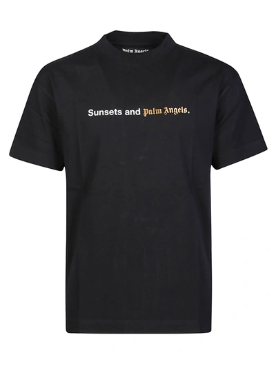 Shop Palm Angels Sunsets T-shirt In Black White