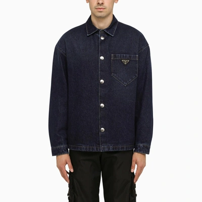 Shop Prada Blue Denim Jacket\/shirt