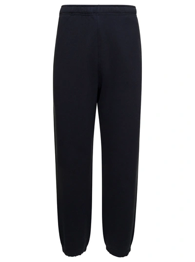 Shop Stone Island Blue Jogger Pants With Contrasting Logo Embroidery In Cotton Woman
