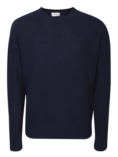 Shop Moncler Wool And Cashmere Blue Pullover