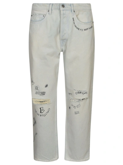 Shop Golden Goose Destroyed Effect Straight Leg 5 Pockets Jeans In Denim