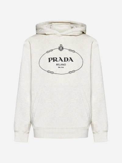 Shop Prada Logo Cotton Hoodie In Default Title