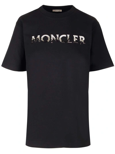 Shop Moncler Sequin Logo T-shirt In Default Title