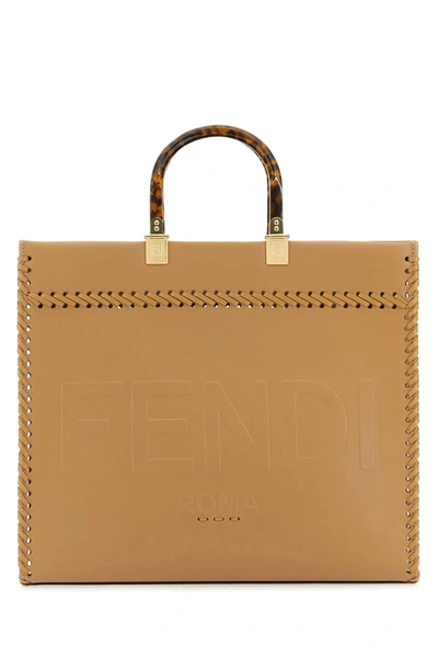 Shop Fendi Beige Leather Medium Sunshine Shopping Bag In Default Title