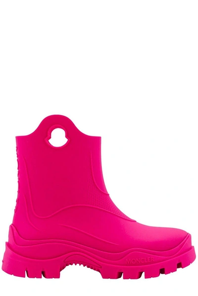 Shop Moncler Misty Round-toe Rain Boots In Fucsia