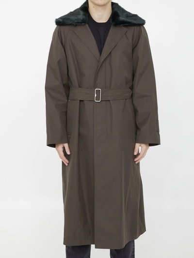 Shop Burberry Lambeth Long Raincoat In Green