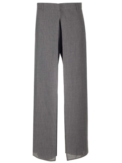 Shop Fendi Wide-leg Trousers In Grey