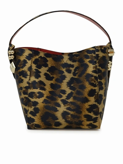 Shop Christian Louboutin Leopard Crepe Satin Cabachic Mini Bucket Bag