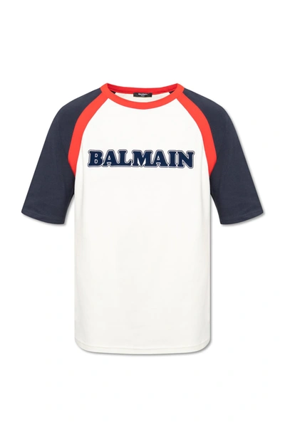 Shop Balmain T-shirt With Logo In Multicolor