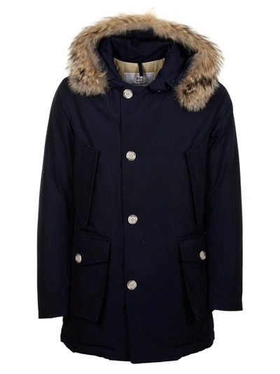 Shop Woolrich Arctic Detachable Fur Parka In Mlb Melton Blue