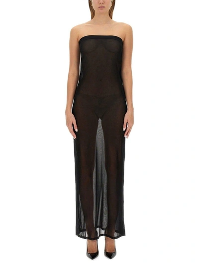 Shop Saint Laurent Strapless Maxi Dress In Nero